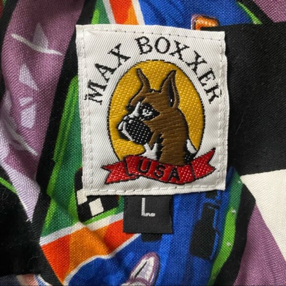 MAX BOXXER SHIRT HAWAIIAN CASUAL BUTTON DOWN RACE CARS AMERICANA SIZE L - Picture 9 of 10